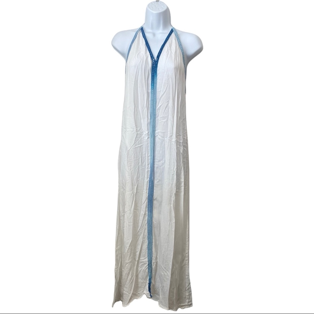 Raviya Womens White and Blue Sleeveless Maxi Dress Size L